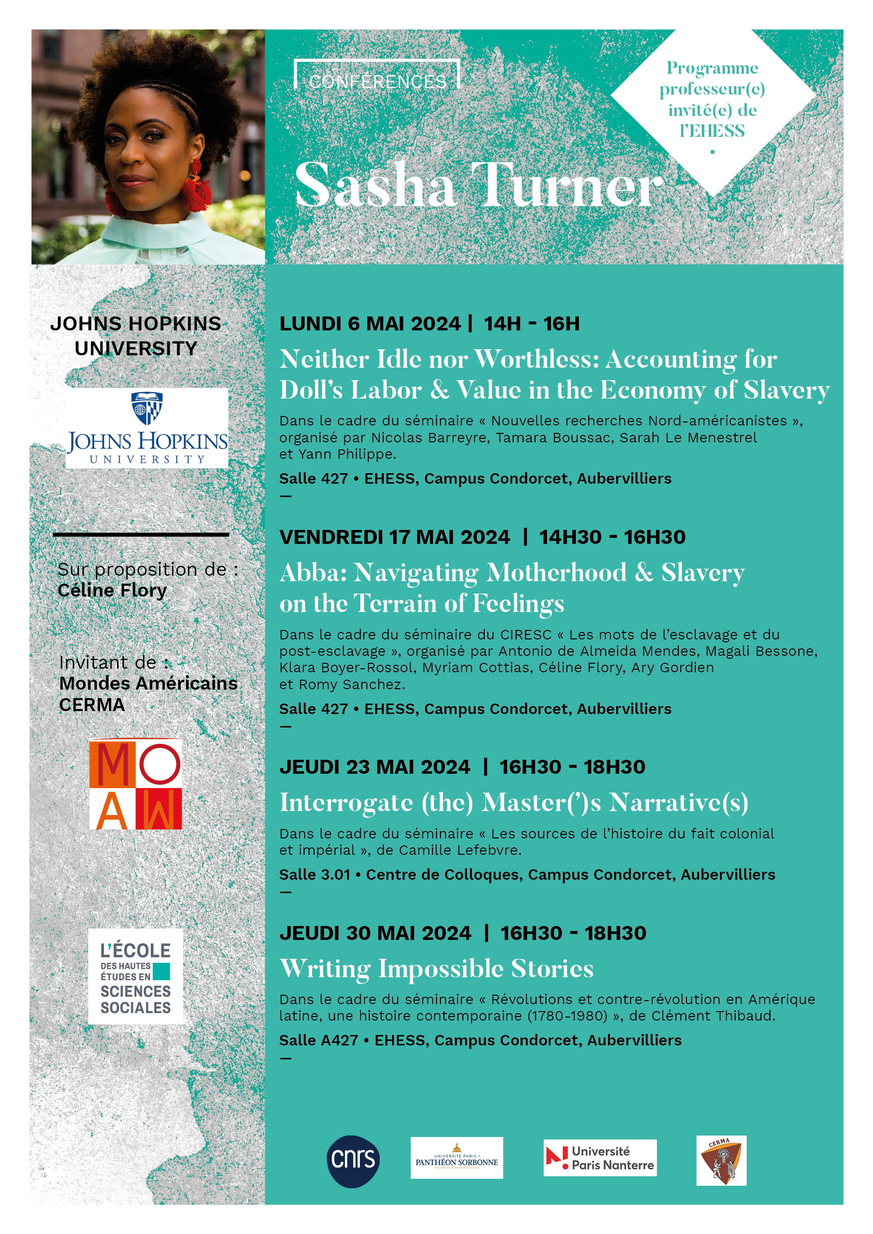 Conférences de Sasha Turner, professeure à l'université Johns Hopkins, États-Unis